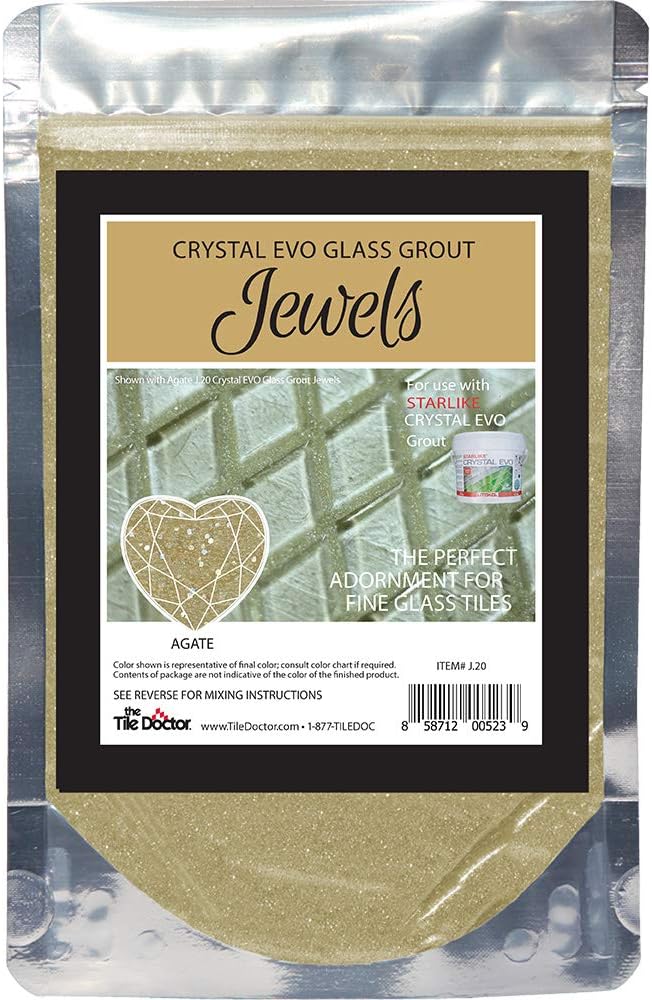 The Tile Doctor Crystal Glass Grout Jewels Agate - Glass Expoy Grout Glitter Additive for Tile, Backspalsh, Pool, Kitchen, Bathroom 75 Grams (1-Pack)
