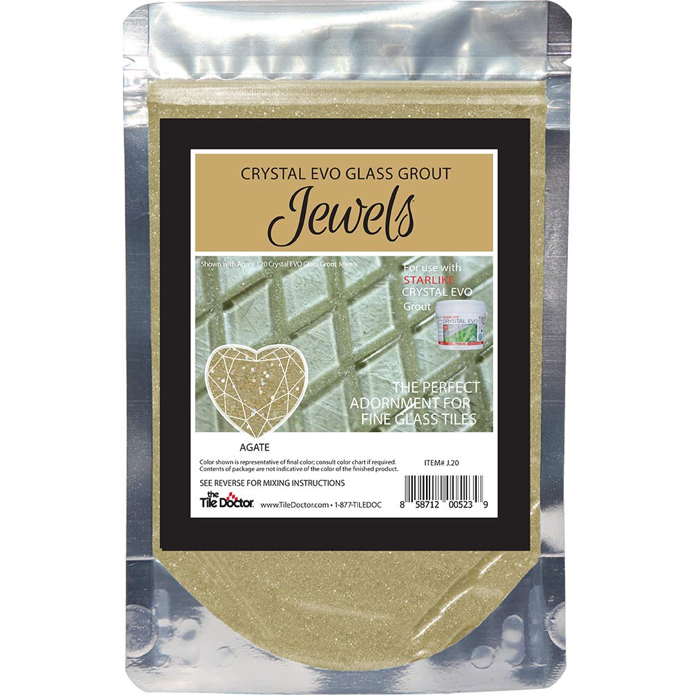 The Tile Doctor Crystal Glass Grout Jewels Agate - Glass Expoy Grout Glitter Additive for Tile, Backspalsh, Pool, Kitchen, Bathroom 75 Grams (1-Pack)