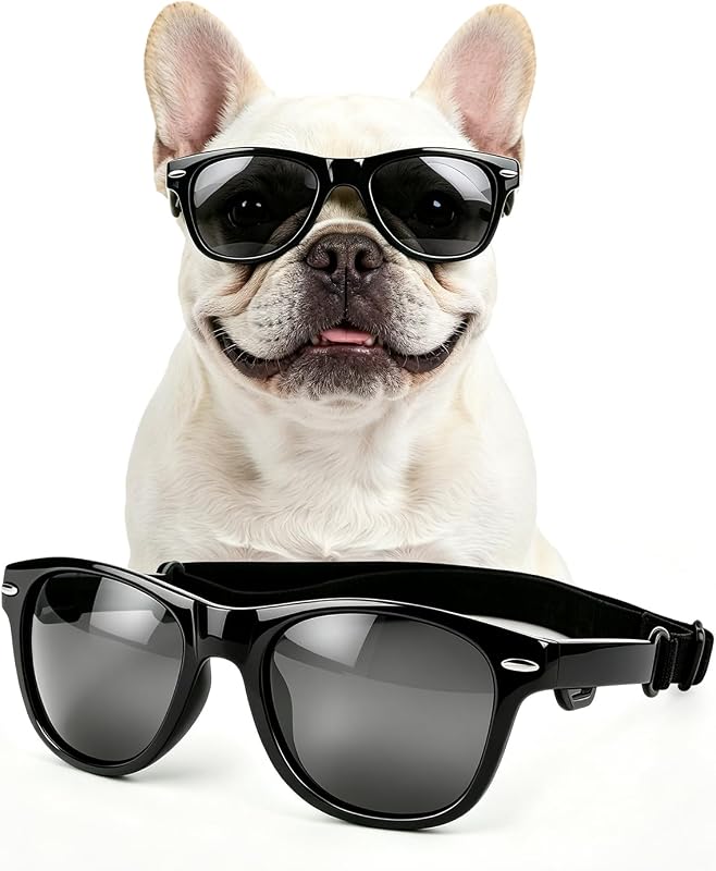 Óculos de sol para cães médios NAMSAN com proteção UV e tiras ajustáveis, preto, M
