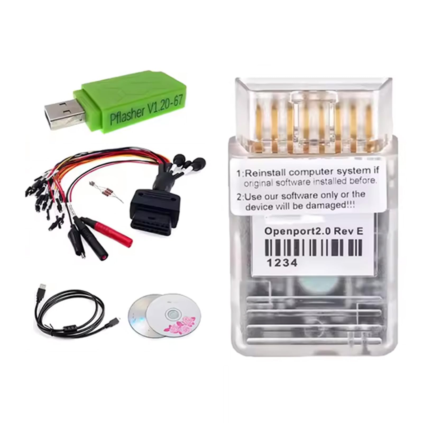 Strumento diagnostico avanzato per la programmazione lampeggiante unità controllo del motore con dongle J2534 e cavi jumper che supportano monitoraggio dei dati trasferimento dati