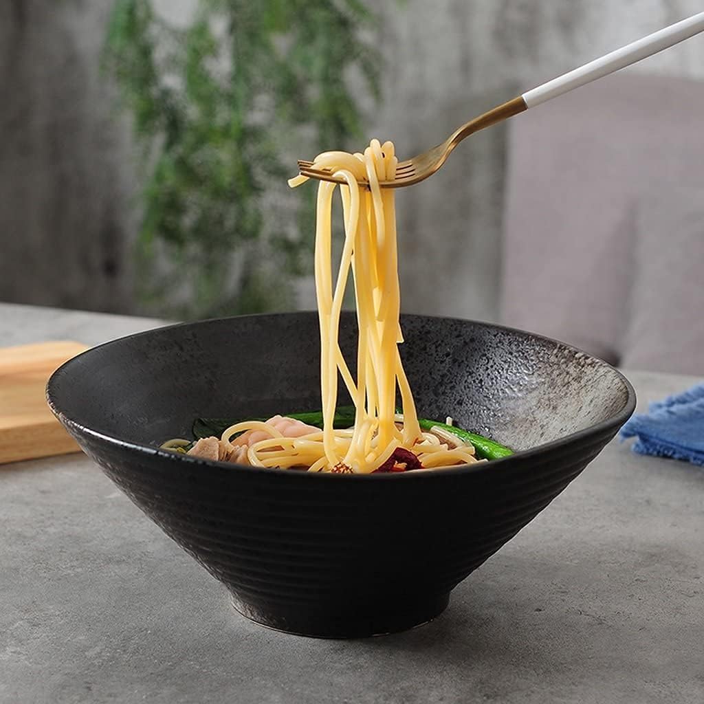 9 Inch Ceramic Mixing Bowls Black Sevres Porcelain Bowl Creative Cutlery Dinnerware with Japanese Retro Style
