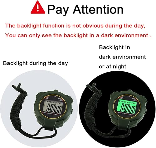 Miniatura 5 de Tvorvik - Temporizador de cronómetro deportivo, cronómetro silencioso con luz de fondo, temporizador digital de cuenta regresiva deportiva, reloj