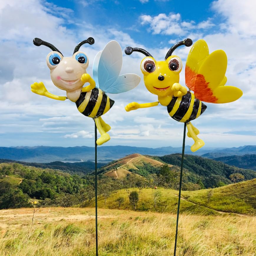 ARUNA DECOR PVC & Metal Colourful Bees Set of 2 Garden Decoration Outdoor Sticks/Stake (Lawn Decor, Garden Decor, Outdoor Decor Stick) [10x10x10 cm] (Yellow Bee) (B0D3F3PPMC) Amazon Price History, Amazon Price Tracker