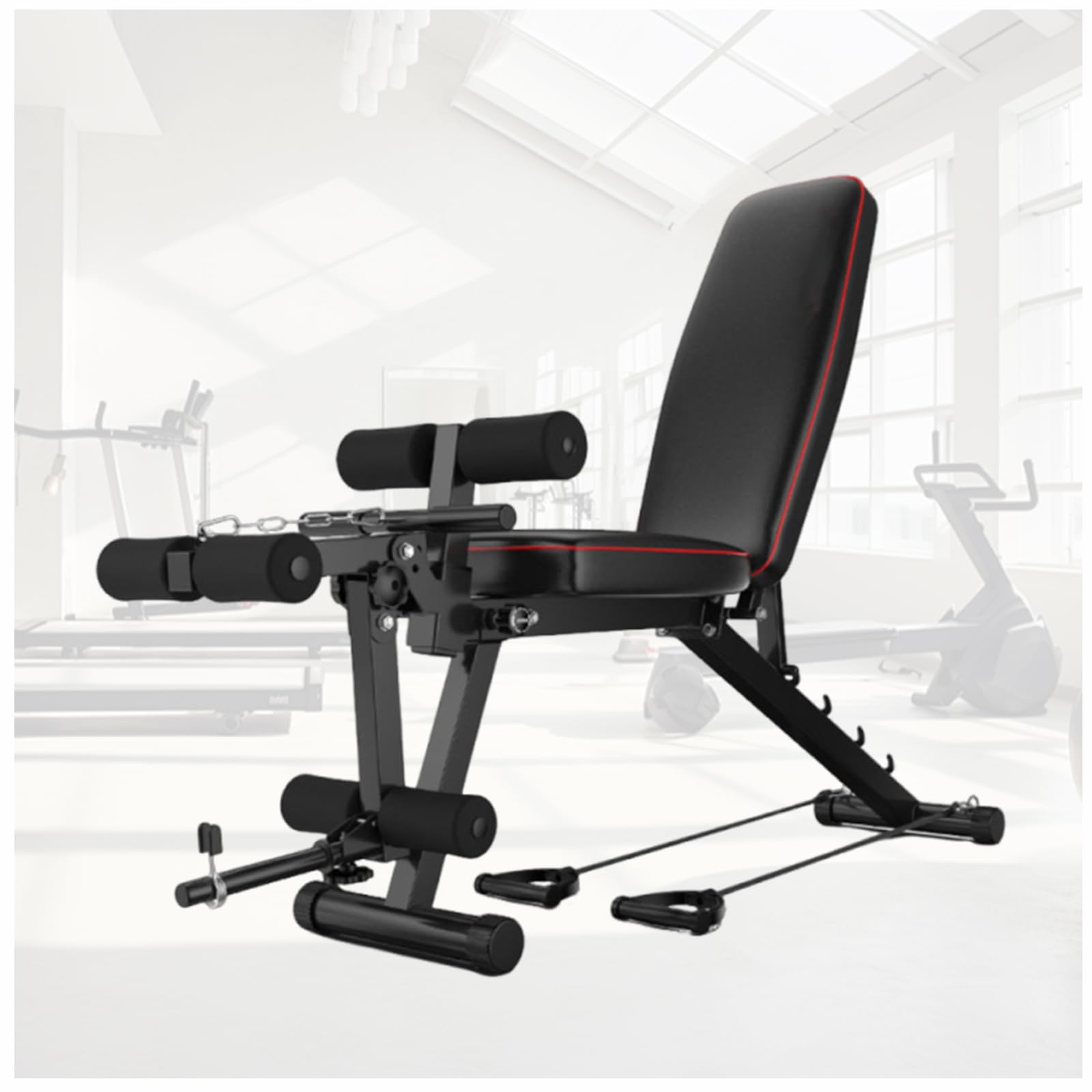Sportbank Hantelbank mit Ablage Hochbelastbare Krafttrainingsbank mit breiter PU-Polsterung für das Home-Gym, 200 kg Tragkraft, Ganzkörpertraining und Core-Training