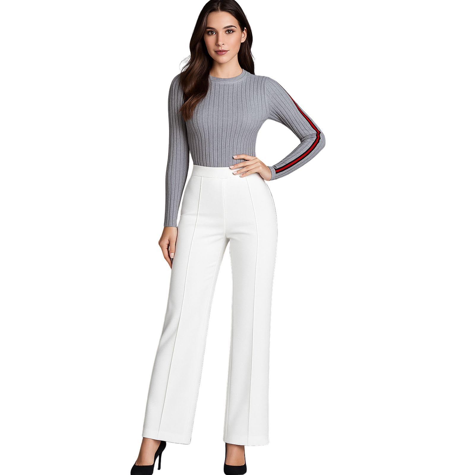 High Waist Wide Leg Women’s Trousers with Side Pockets – Flowy Loose Fit Casual Pants for Office, Travel, or Everyday Wear-image-11