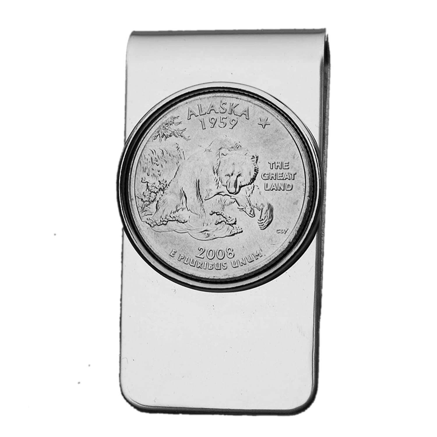 US 2008 Alaska State Quarter BU Uncirculated Coin Money Clip New