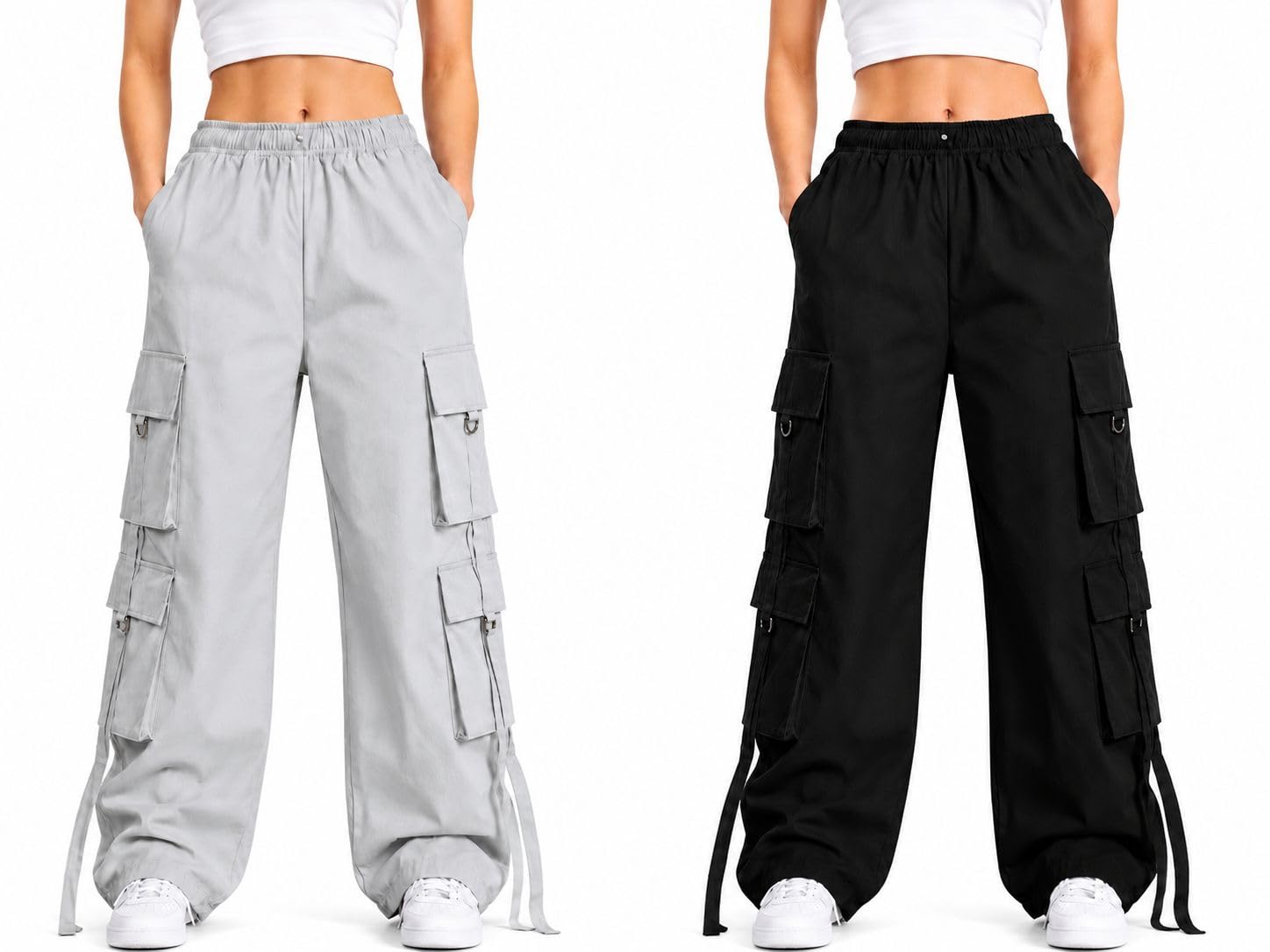 Women’s Baggy Cargo Pants – High Waisted Wide Leg Parachute Trousers with Multi Pockets, Relaxed Fit Streetwear Jogger Pants-picture-55