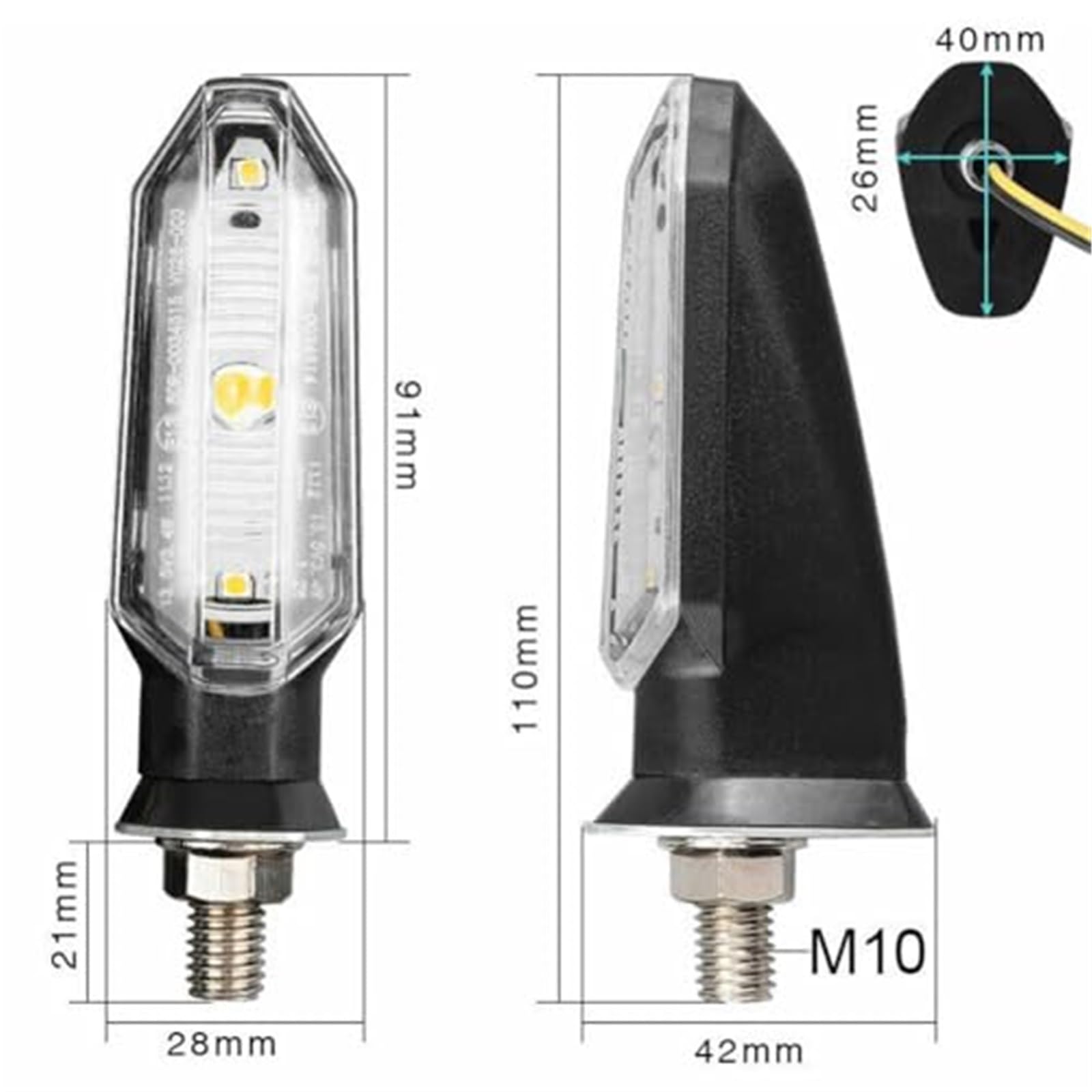 Przednie tylne kierunkowskazy Kierunkowskazy motocykla Lampka kierunkowskazu kontrolna Migacz, dla akcesoriów Bagger Xre 300 Kierunkowskaz z przodu i tyłu motocykla(BLACK 4PCS)