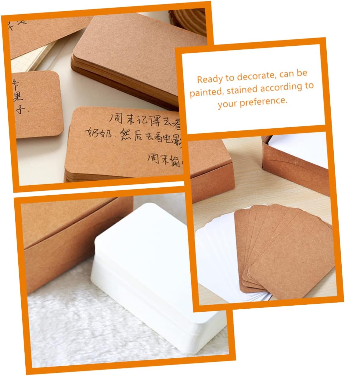 KICHOUSE 4 Packs Thickened Blank Word Cards Multi Function Writable Note Cards for DIY Kraft for Office and Travel