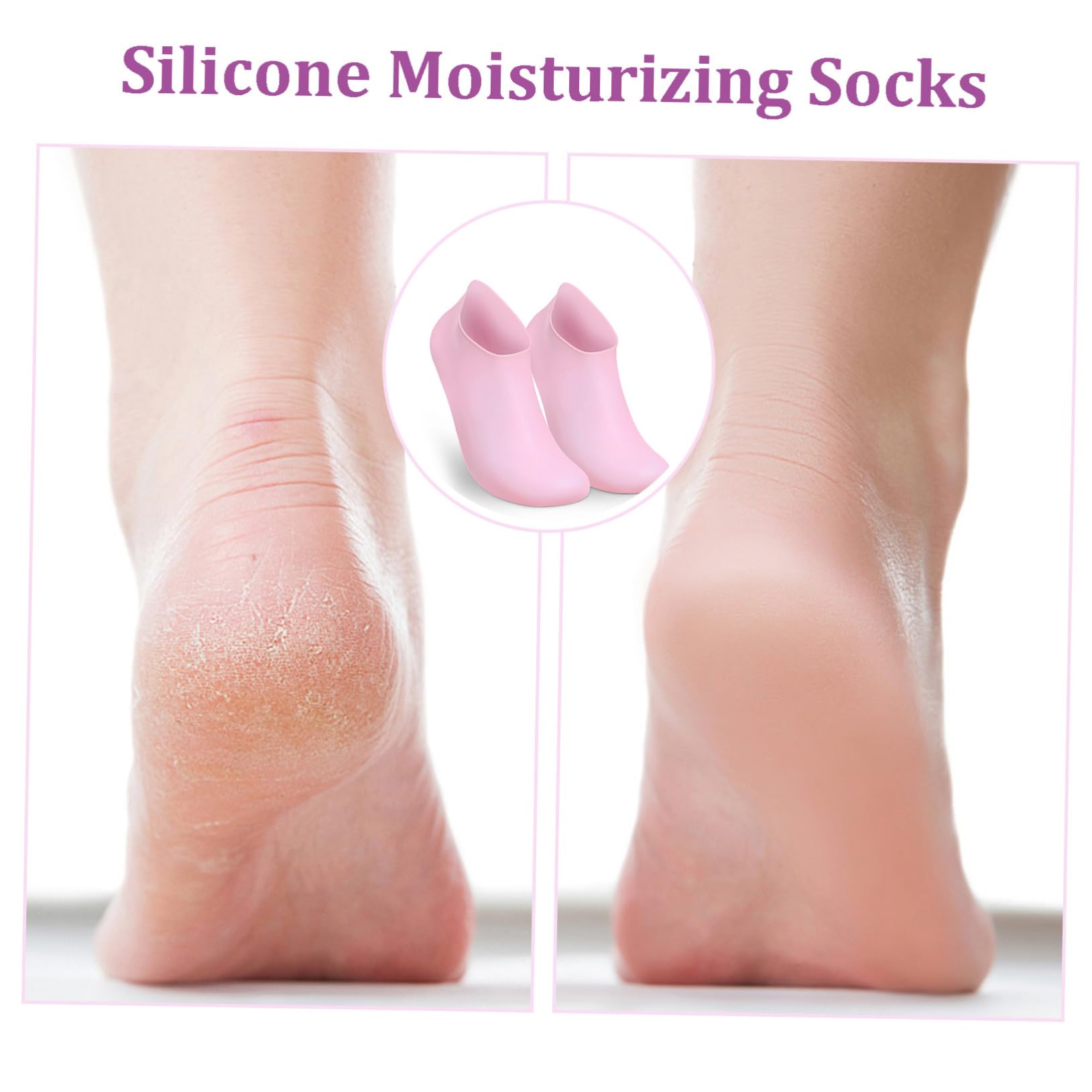 2 Calcetines de Silicona Hidratantes para Pies Secos y Agrietados Xl Reutilizables y Antideslizantes Cuidado para Spa y Salón