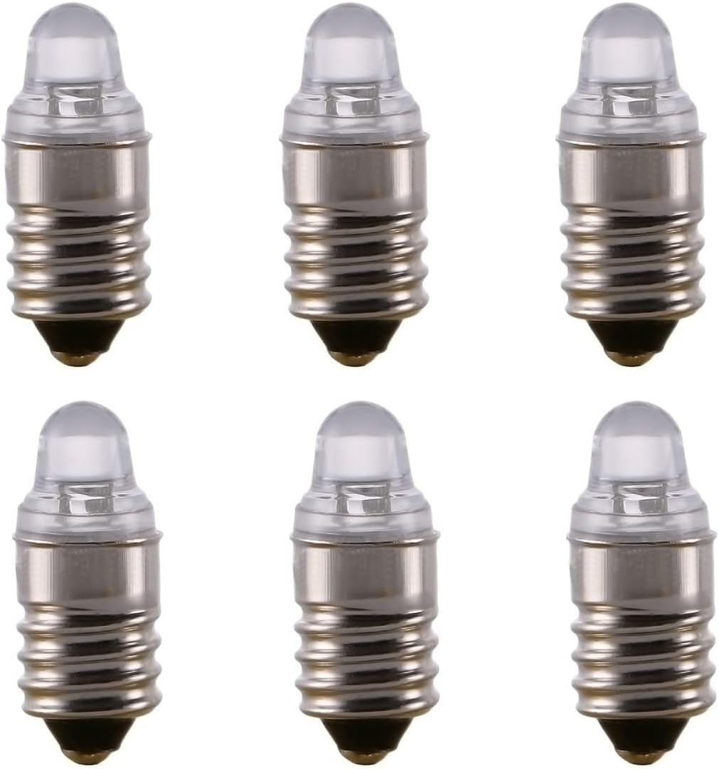 10pcs E10 LED Bulbs 3 Volt Miniature Flashlight Bulbs E10 Replacement Bulbs Mini Lamps Cool White 3V