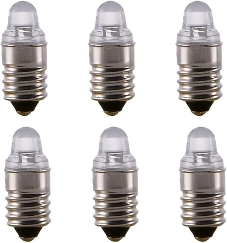 Miniatura 2 de 10 Uds E10 Bombillas LED 3 Volt Miniatura Linterna Bombillas E10 Bombillas de Repuesto Mini Lámparas Blanco Frío 3V