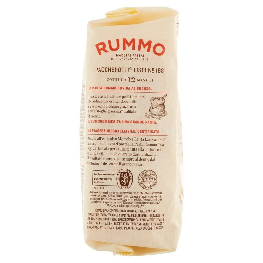 12er-Pack Rummo Pasta Paccherotti Lisci N°168,Italienische Nudeln aus Hartweizengrieß,Italienische Pasta 500g