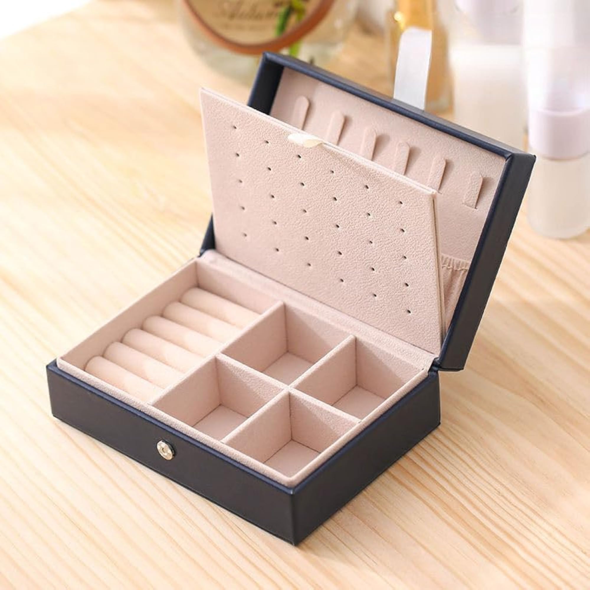 PU Leather Magnetic Buckle Jewellery Organizer Case