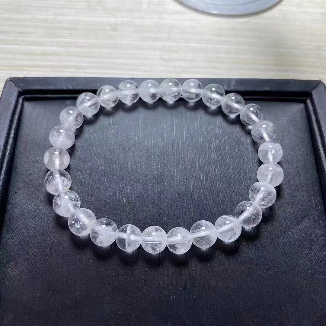 12 mm naturalny kryształowy okrągły koralik czysta naturalna biała bransoletka 1pc