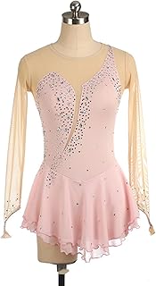 YXWYXWA Vestido de Patinaje sobre Hielo Figura de niñas, Mujeres para Adultos, diezuanes Brillantes con Mangas de la Punta de los Dedos, Abiertos Ballet Ballet Dance Gymnastic Leotard, yo, l, l
