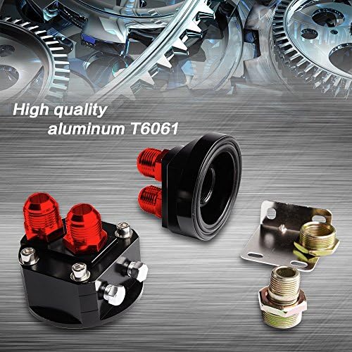 G-PLUS Aluminum Oil Filter Relocation Male Sandwich Fitting Adapter Plate Kit 3/4X16 / M20X1.5 Red and Black