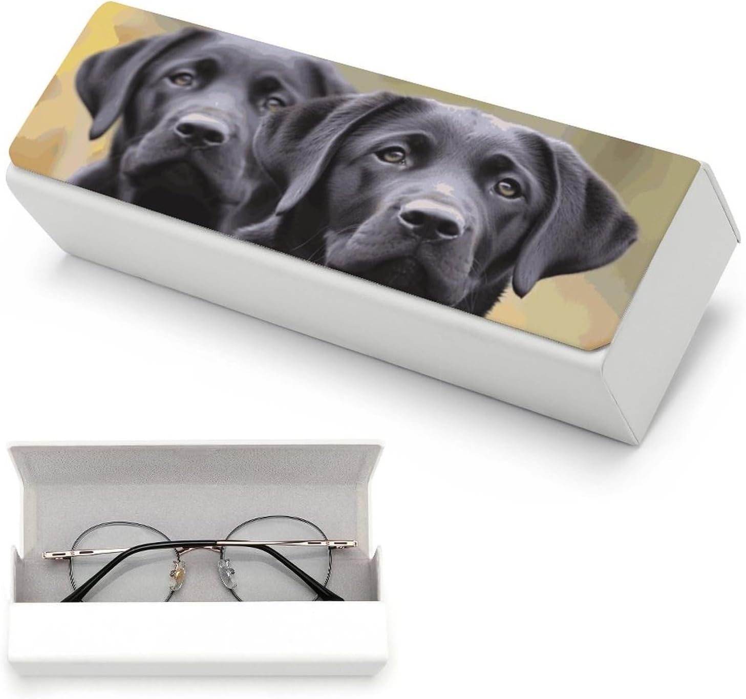 Hard Shell Eyeglass Case Labrador Retriever Dog Glasses Pouch with Microfiber Lens Cleaning Cloth PU Leather Glasses Storage Bag Splash-Proof Sunglasses Organizer for Travel Sports & Daily Use image 5