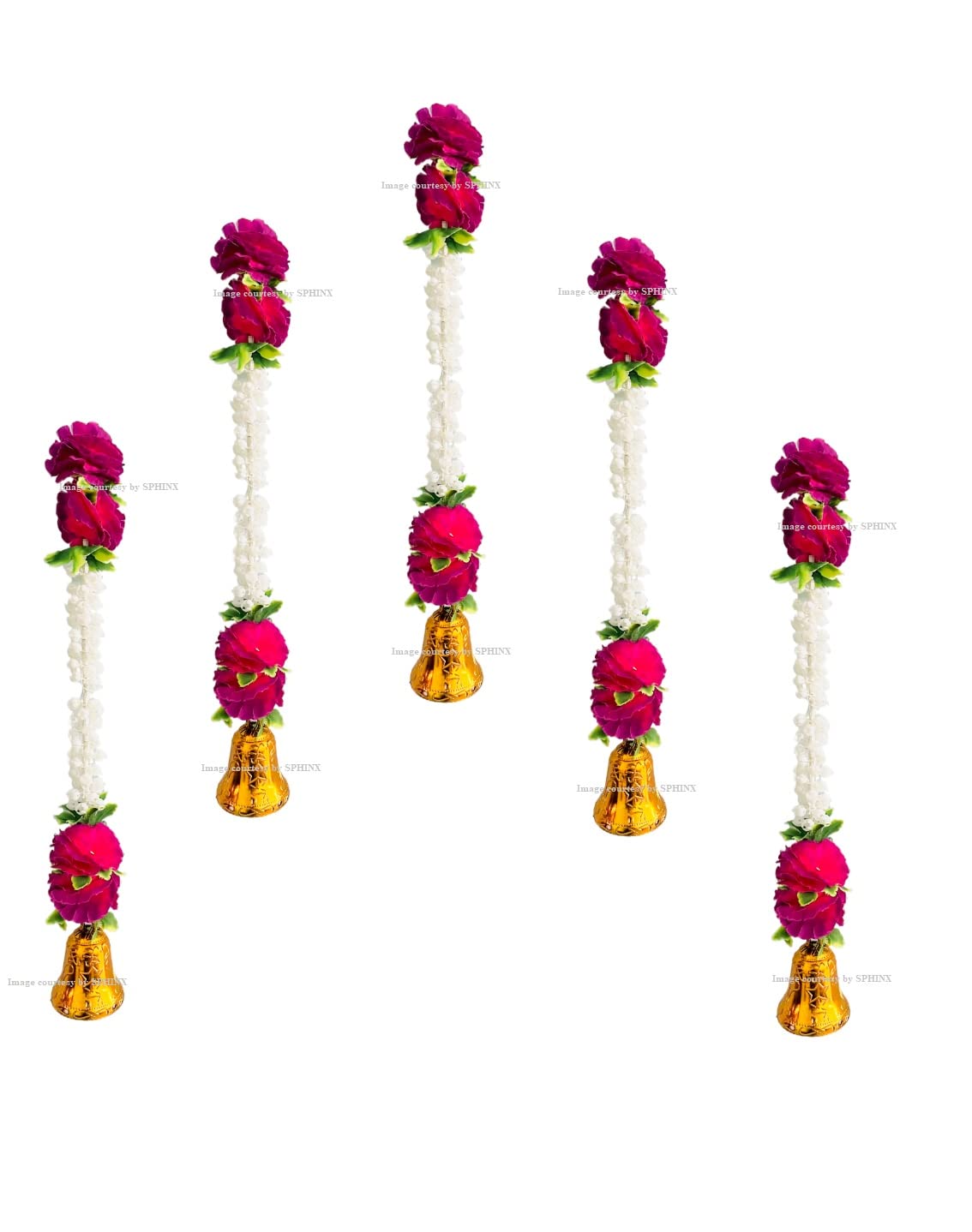 SPHINX Artificial Jasmine (Mogra) Decorative Latkans/Torans/Backdrop Hangings/ for backdrop decorations, wall decor, wall hangings, housewarming - (Approx 1.5 ft, 5)