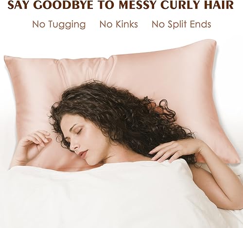 Miniatura 10 de Fittia Juego de 2 fundas de almohada blancas satinadas, fundas de almohada de seda para cabello y piel con cremallera oculta, color blanco, 20 x 26