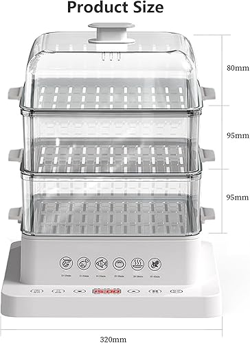 Miniatura 8 de Vaporizador de alimentos de 3 capas40l multicocinas eléctricas de 800 W  Utensilios de cocina de vapor de preservación automática del calor