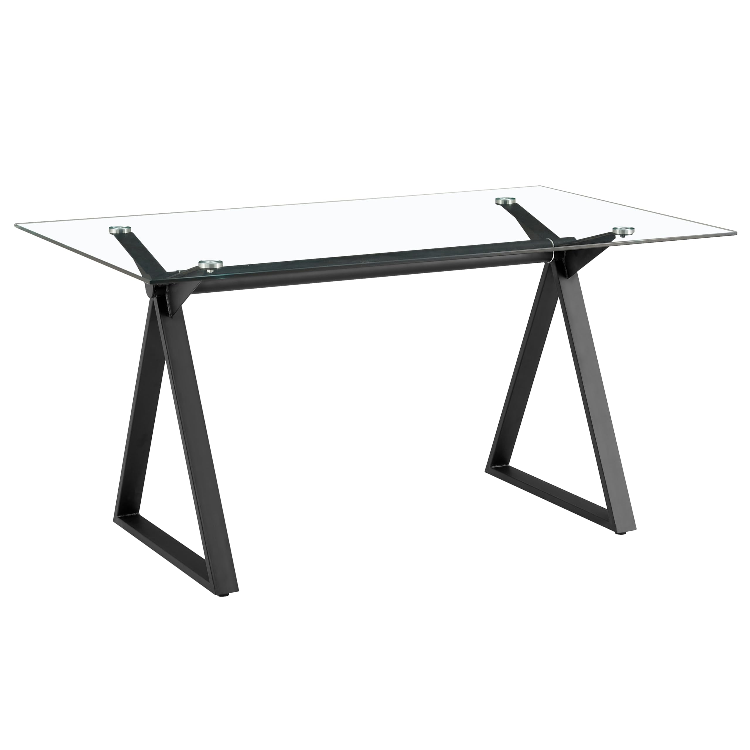 Brigros WeHome - Tavolo da Pranzo Rettangolare con Top in Vetro Temperato, Gambe in Ferro, 150x90x75 cm, Nero