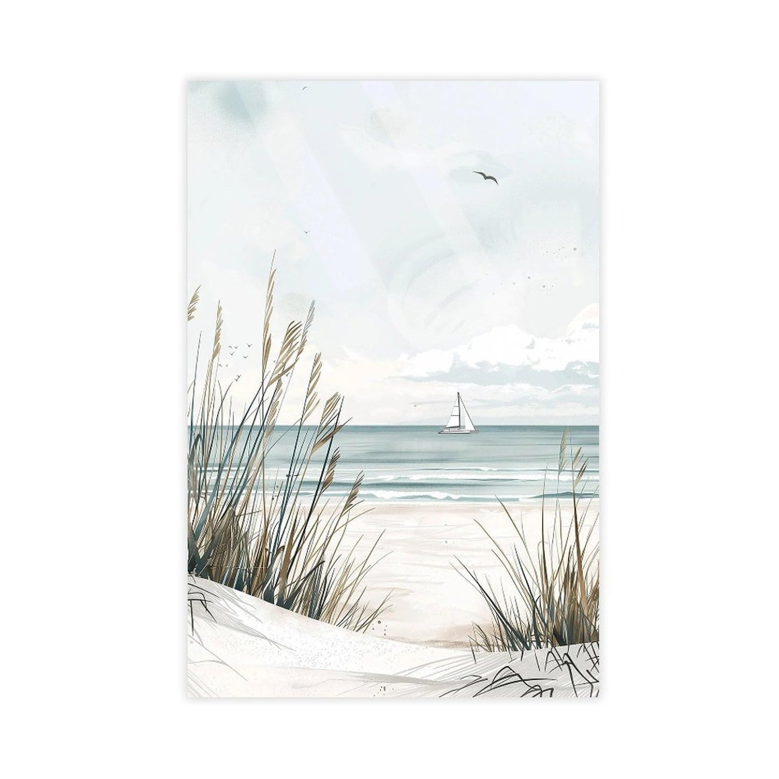 Bareronor Neutral Beach Canvas Poster Bedroom Decor Landscape Office Room Decor Gift 24" L X 36" W