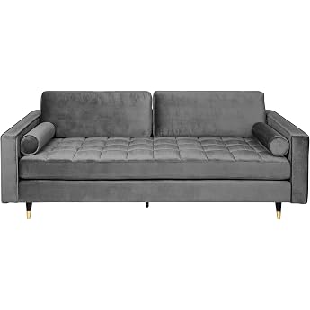 Invicta Interior Elegant Design Sofa Cozy Velvet 220 cm Gray Velvet Spring Core 3-Seater Sofa Couch