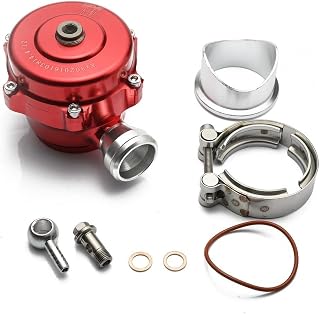 LUOKEKE VáLvulas De Escape Válvula de Descarga de Banda en V Universal de 50 mm BOV QR con Brida de Aluminio soldada Valvula De Descarga(Red)