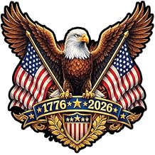 250th Anniversary USA Flag Sticker Bumper Car Decal Patriotic American United States 1776-2026 250 Years Black Eagle