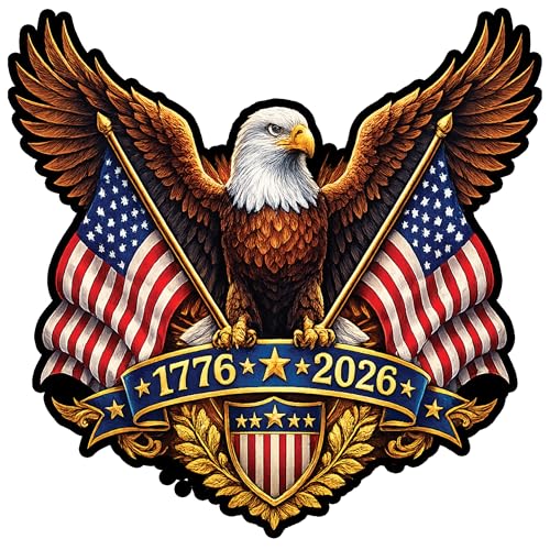 250th Anniversary USA Flag Sticker Bumper Car Decal Patriotic American United States 1776-2026 250 Years Black (Eagle)