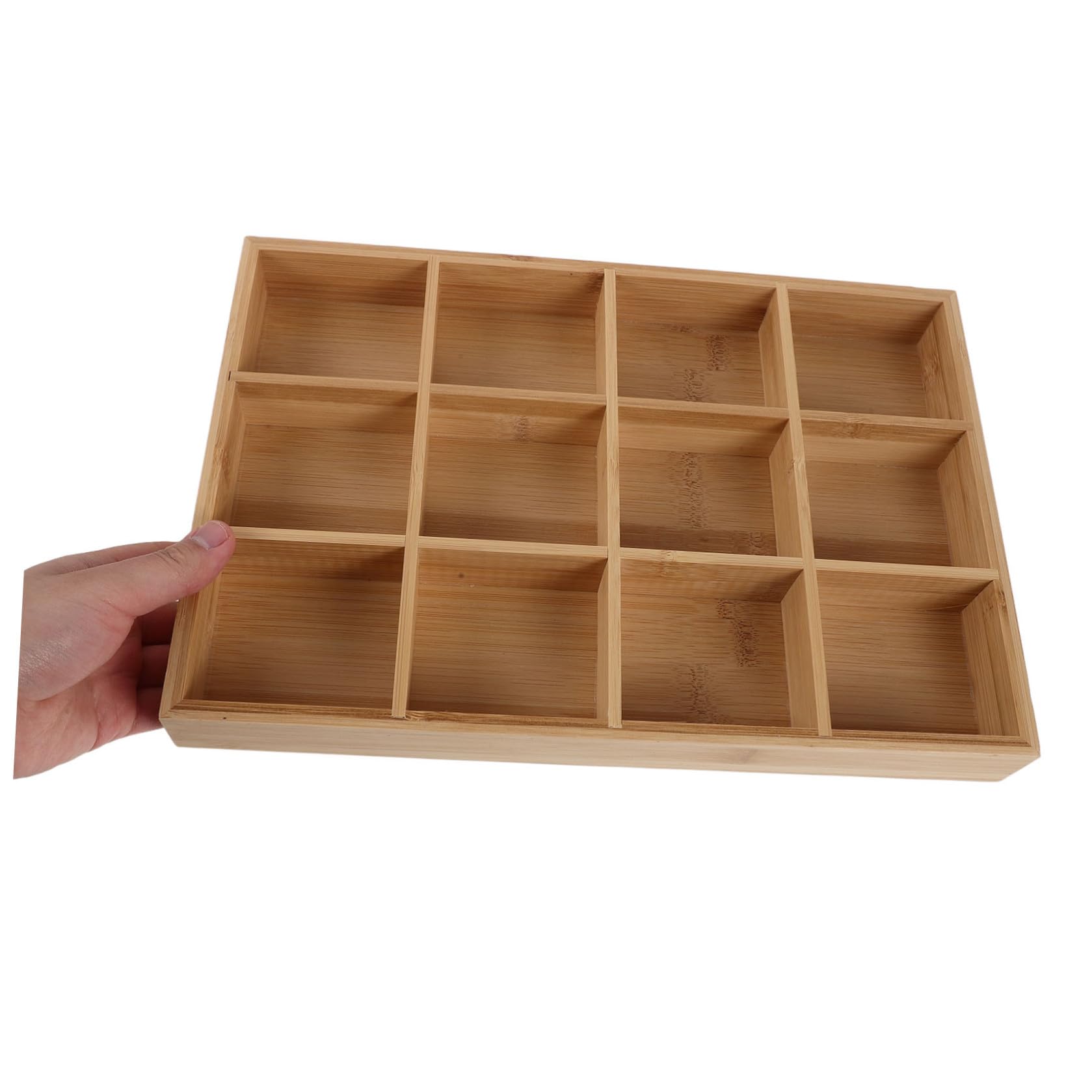 ULTECHNOVO Organizer per Calzini e Biancheria Intima in Bambù con 12 Scomparti, Scatola Divisoria Beige per Armadio e Organizzazione
