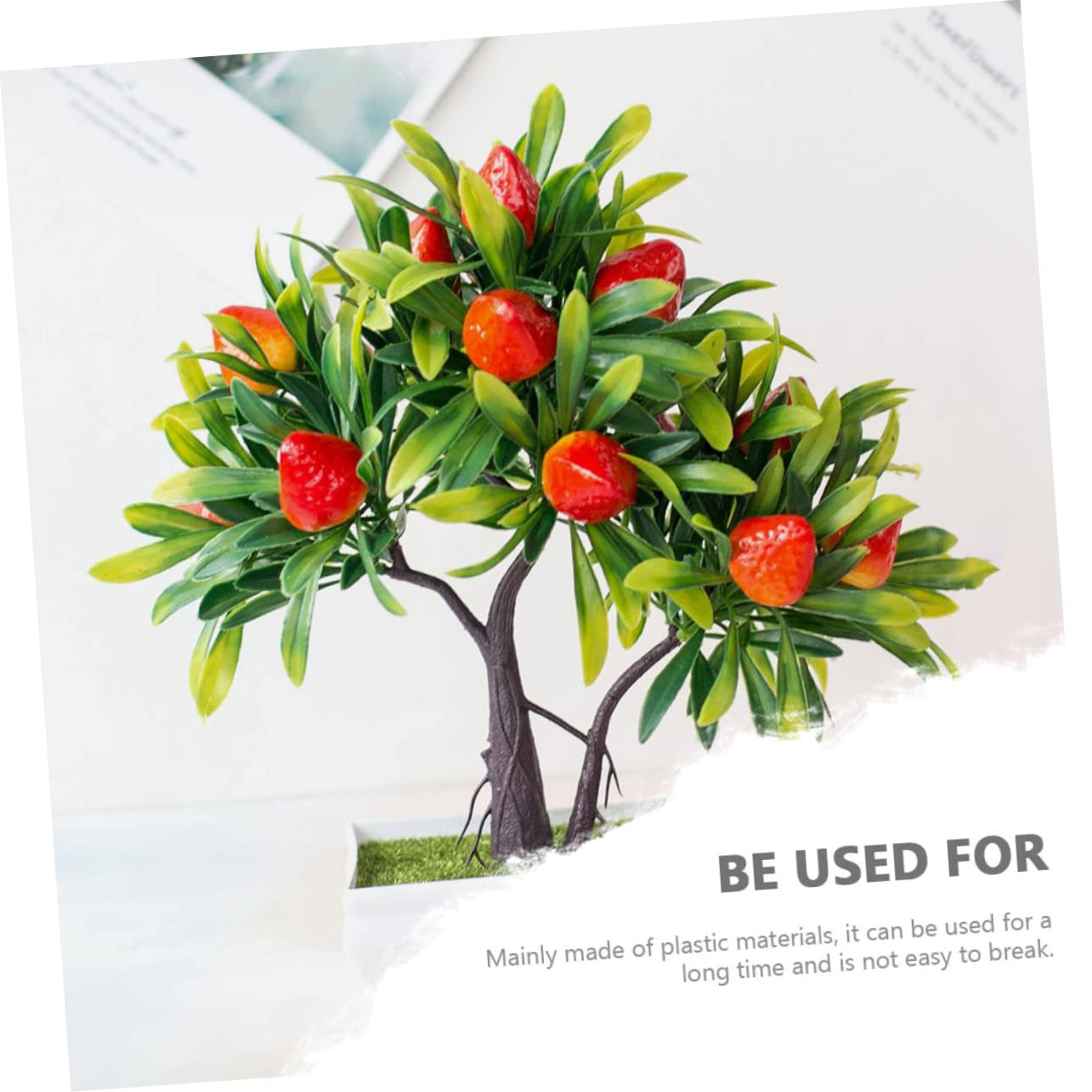 ABOOFAN 2 Pièces Simulation bonsaï arbousier Plantes artificielles Plantes d'intérieur fraisiers artificiels décor d'arbre aux Fraises Ornement Décoration de Bureau Faux arbousier Fruit