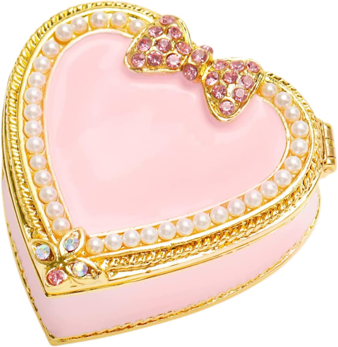 Box Bowknot Jewelry Necklace Jewelry Organizer Jewelry Holder Earring Storage Case Wedding Ring Holder Heart Shaped Earrings Decoration Storage Case Jewelry Rack Love Travel Alloy/226 (Color : Pink/7