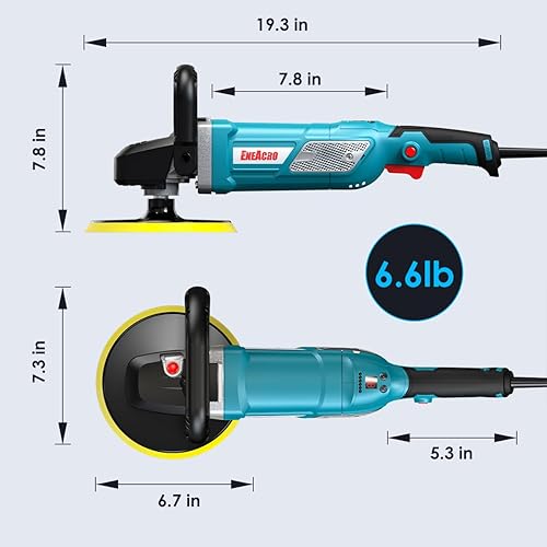 Miniatura 7 de ENEACRO Pulidora de búfer, cera pulidora rotativa de 1800 W, velocidad variable con lectura digital, placa de respaldo de 6 pulgadas7 pulgadas, asas