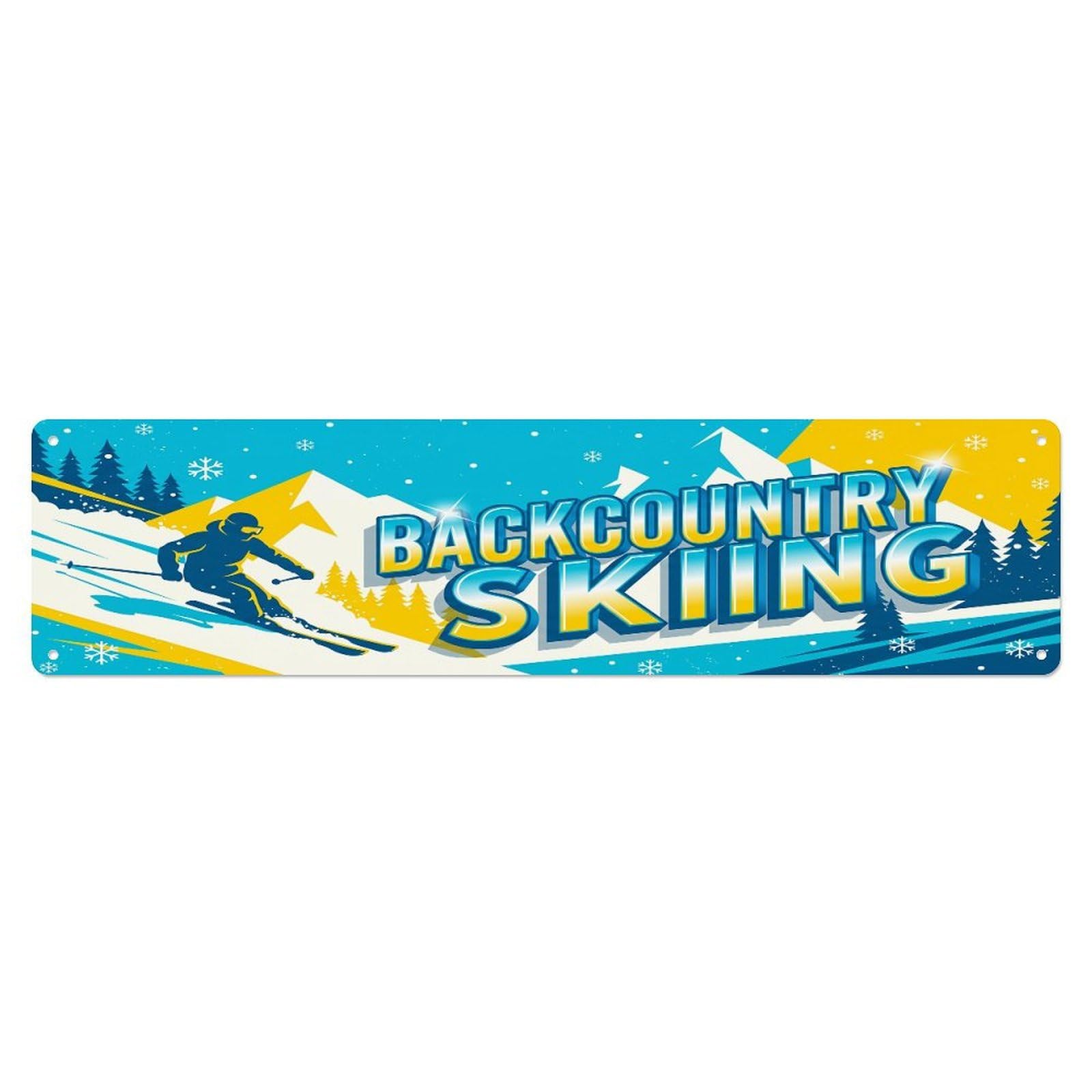 Vintage Backcountry Skiing Outdoor Activity Sports Metal Tin Sign