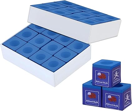 AKLOT Professional Pool Cue Chalk, 24 Cubs Billiard Chalk with Storage Box Fine Powder Pool Chalk Cubes 2 Colors Billiard Cue Chalk Suitable for Each Cue Tip Size Red/Blue