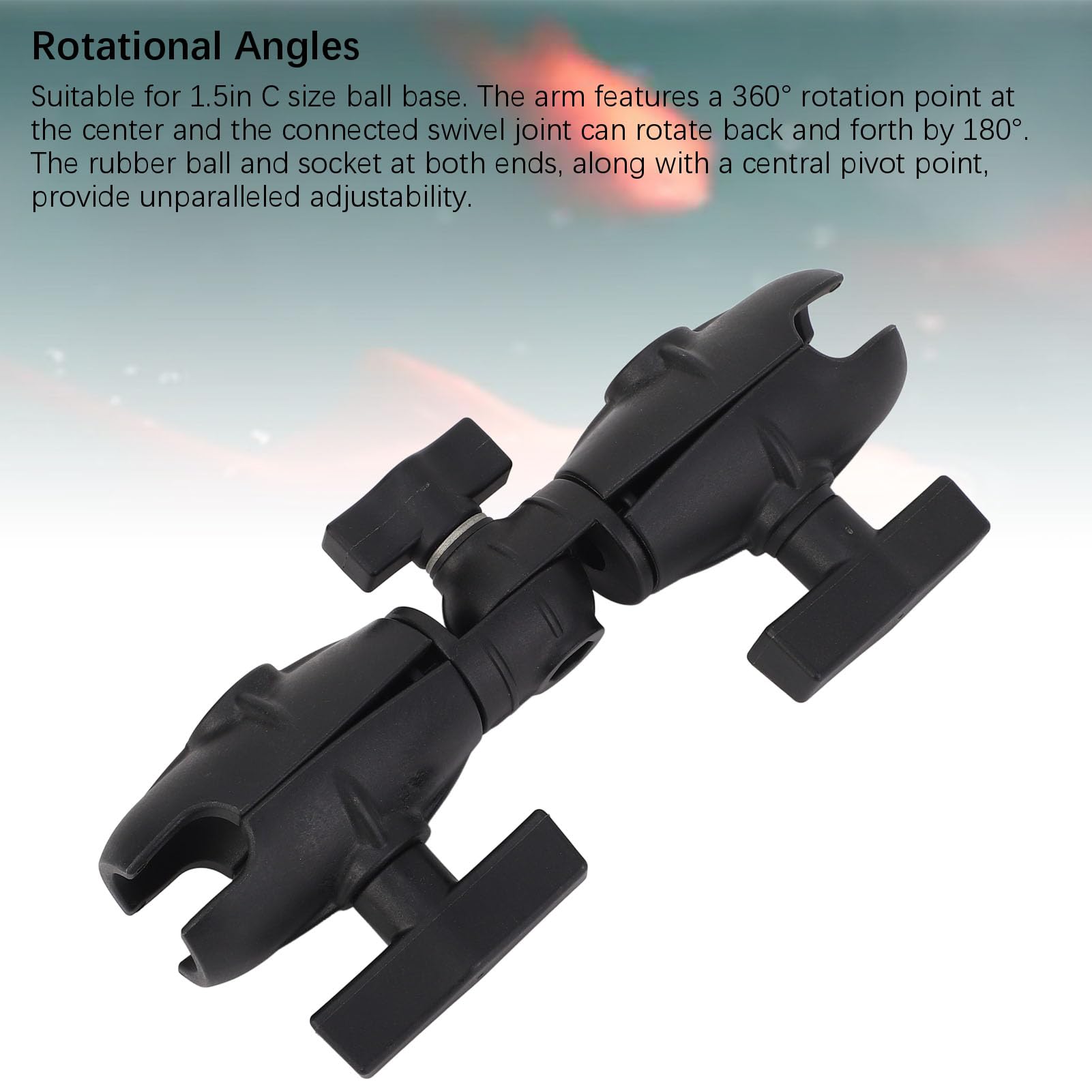 Bras à Cliquet Pivotant Double Douille 8,1 Pouces - Compatible RAM Mount 1,5" Ball, Support Robuste Pour Appareils