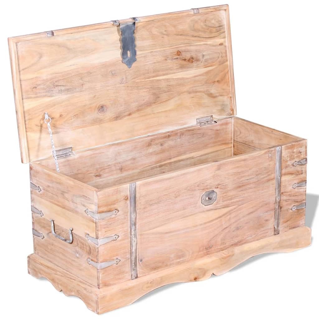 vidaXL Massivholz Aufbewahrungstruhe Holztruhe Couchtisch Beistelltisch Akazie, Klein, Für Werkzeuge und Geräte im Garage oder für den Transport von zerbrechlichen Gegenständen
