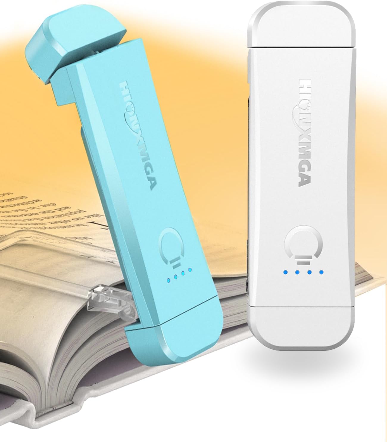 2 Pack USB Rechargeable Book Light, Eye-friendly Reading Light, Clip-on Book, 3 Colors, Stepless Dimming, Portable, Flexible, Great for Book Lovers and Kids - Blue+White