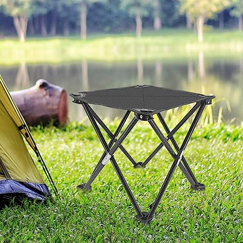 Buwico Tragbarer Klappstuhl Klappbarer Campingstuhl Heavy Duty Support 180KG mit Seitentasche und Aufbewahrungstasche, Sportstuhl, Outdoor-Stuhl und Rasenstuhl, Schwarz