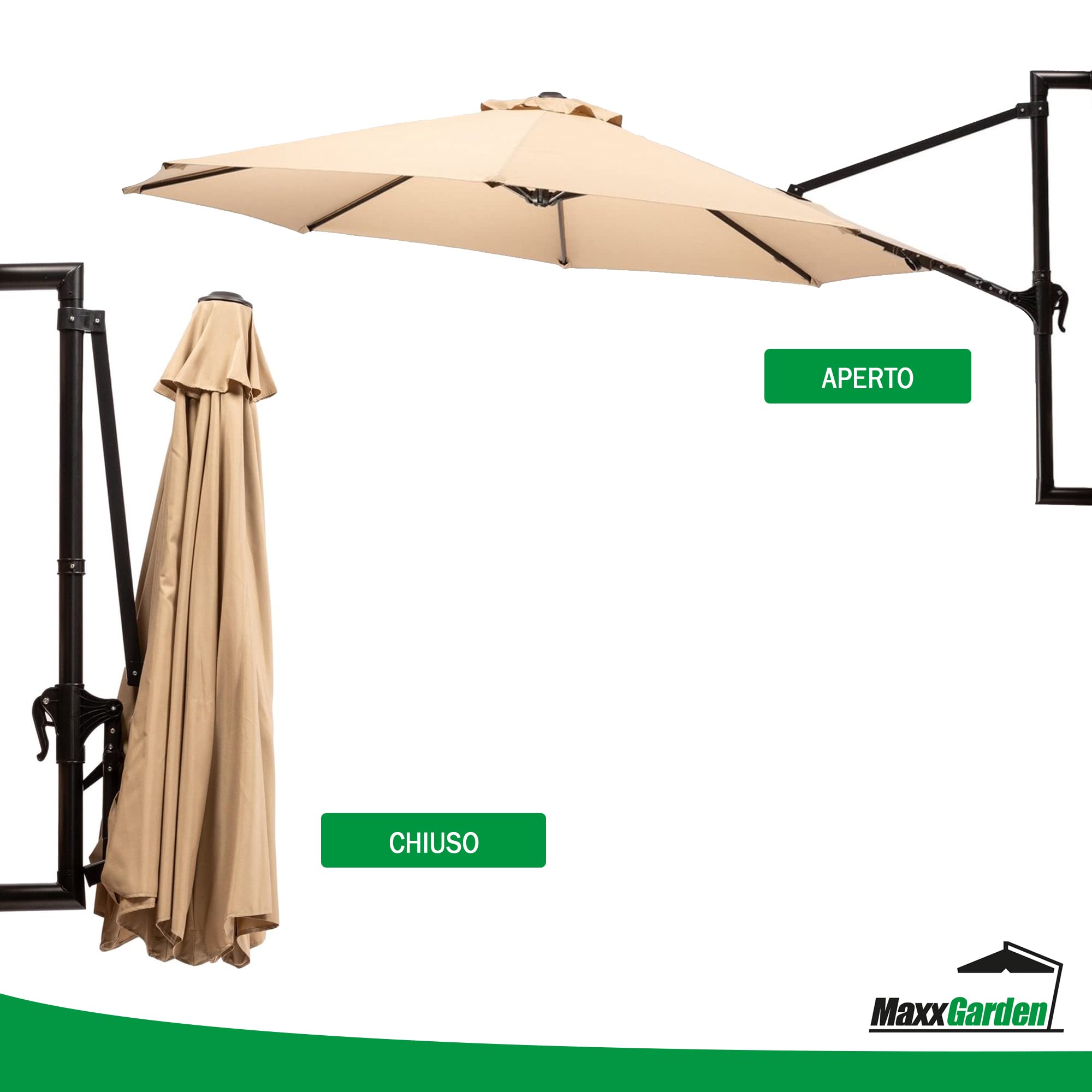 Ombrellone Da Parete Regolabile - 250cm, Protezione UV50+, Per Balconi E Giardini, Richiudibile - Foto 4