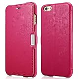 iPhone 6s Plus / 6 Plus Case, Benuo [Litchi Pattern Series] Folio Flip Genuine Leather Case [Stand Function] [Card Holder] with Magnetic Closure for iPhone 6 Plus, 6s Plus 5.5 inch (Pink Rose)