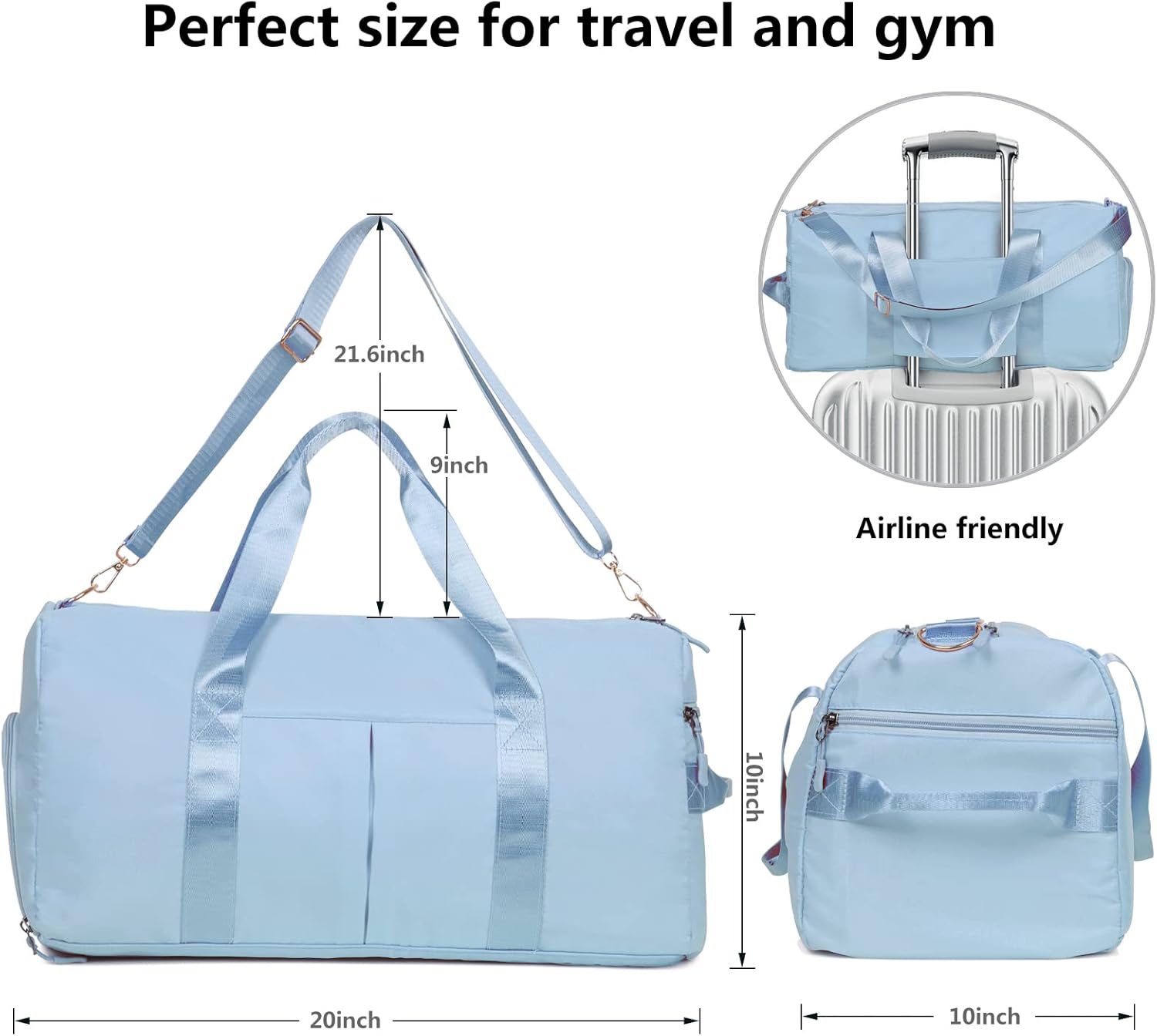 MABROUC Duffle Bag For Women, Sports Duffel Bag for Gym with Wet Pocket & Shoe Compartment, Overnight Weekender Travel Bag - Image 2