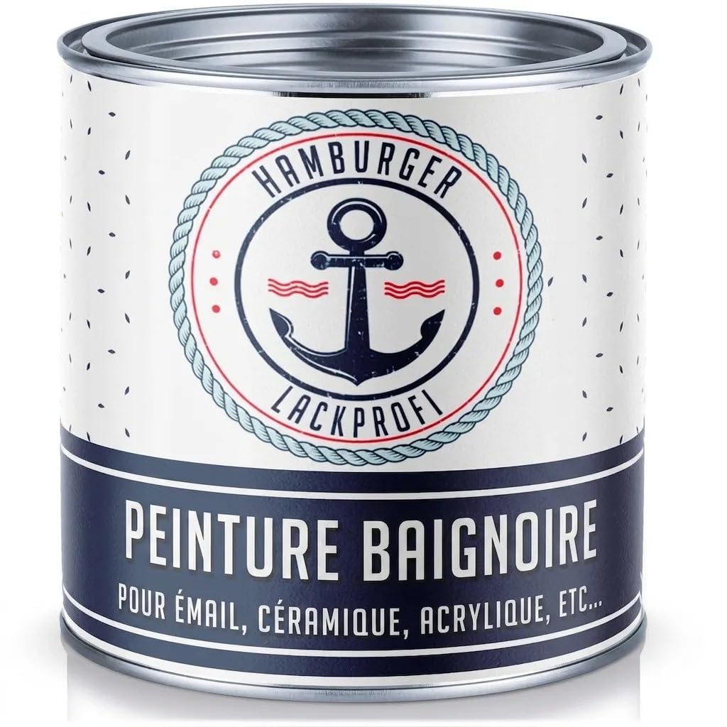Peinture baignoire brillant noir signal RAL 9004 noir Revêtement baignoire Email Peinture (1 L) Hamburger Lack-Profi