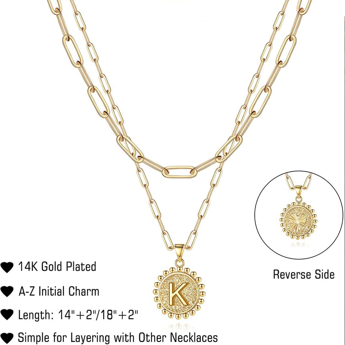 Layered Necklace K Plated Alphabetical Jewellery