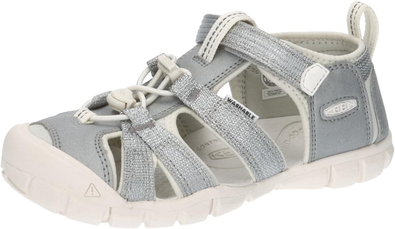 KEEN Seacamp 2 CNX Closed Toe Sandals, Silver/Star White, 4 US Unisex Big Kid