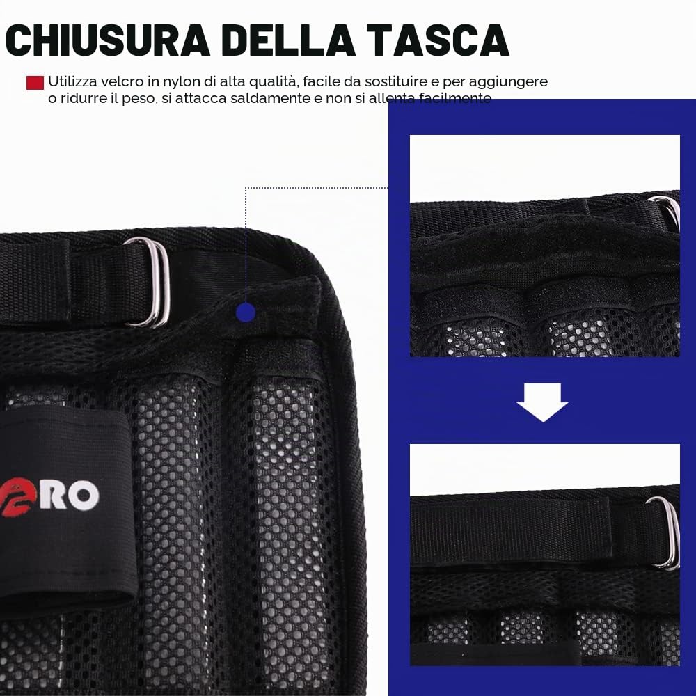 Pesi per polso e braccia, regolabili, per polso e caviglia, rimovibili per uomini e donne, per fitness, passeggiate, jogging, allenamento, corsa, confezione da 2