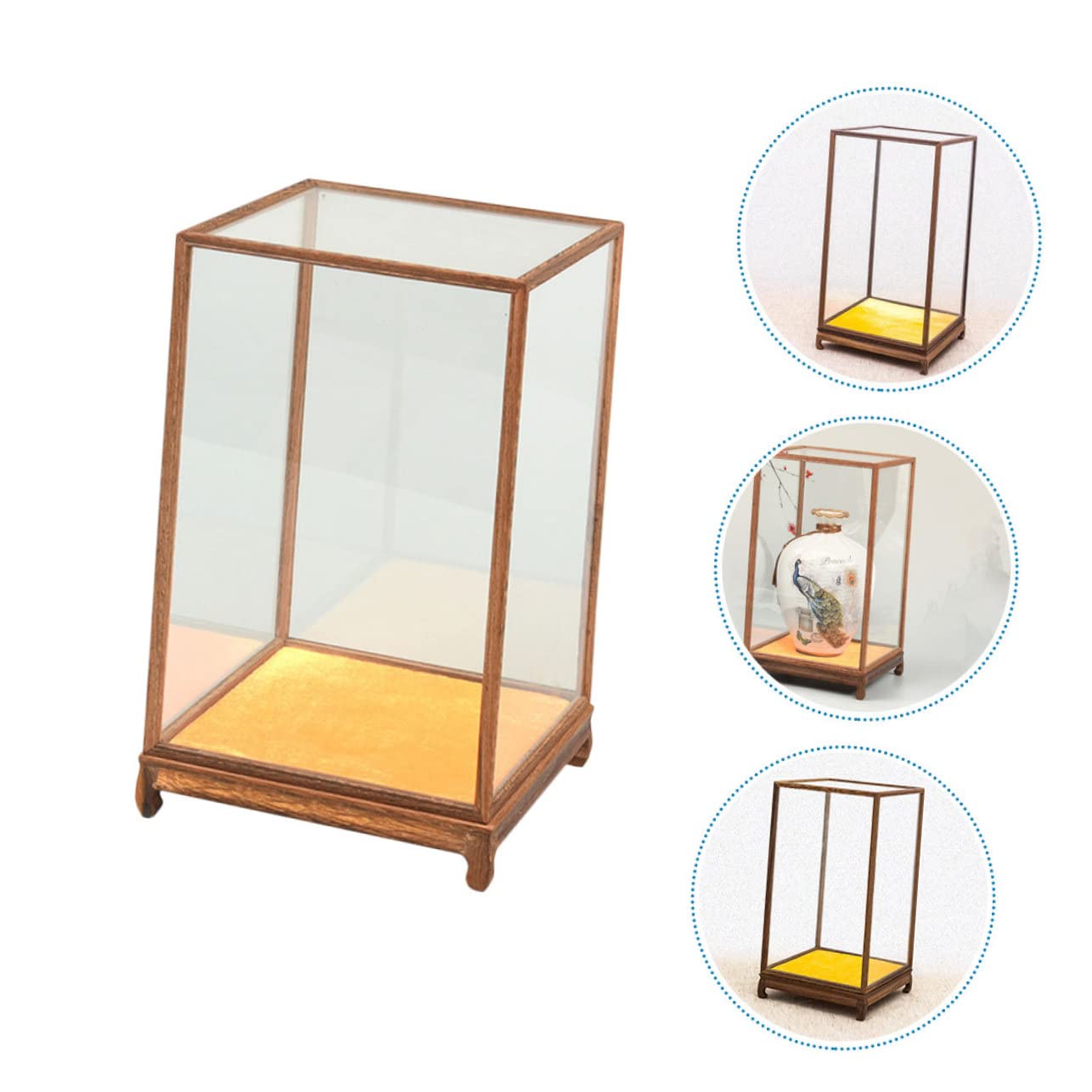 Ciieeo Vitrina Caja de Exhibición Transparente de Vidrio para Figuras y Adornos Organizador Decorativo para Buda y Coleccionables Adecuada para Salón y Entrada Tamaño 12X12X17 Cm Multifuncional
