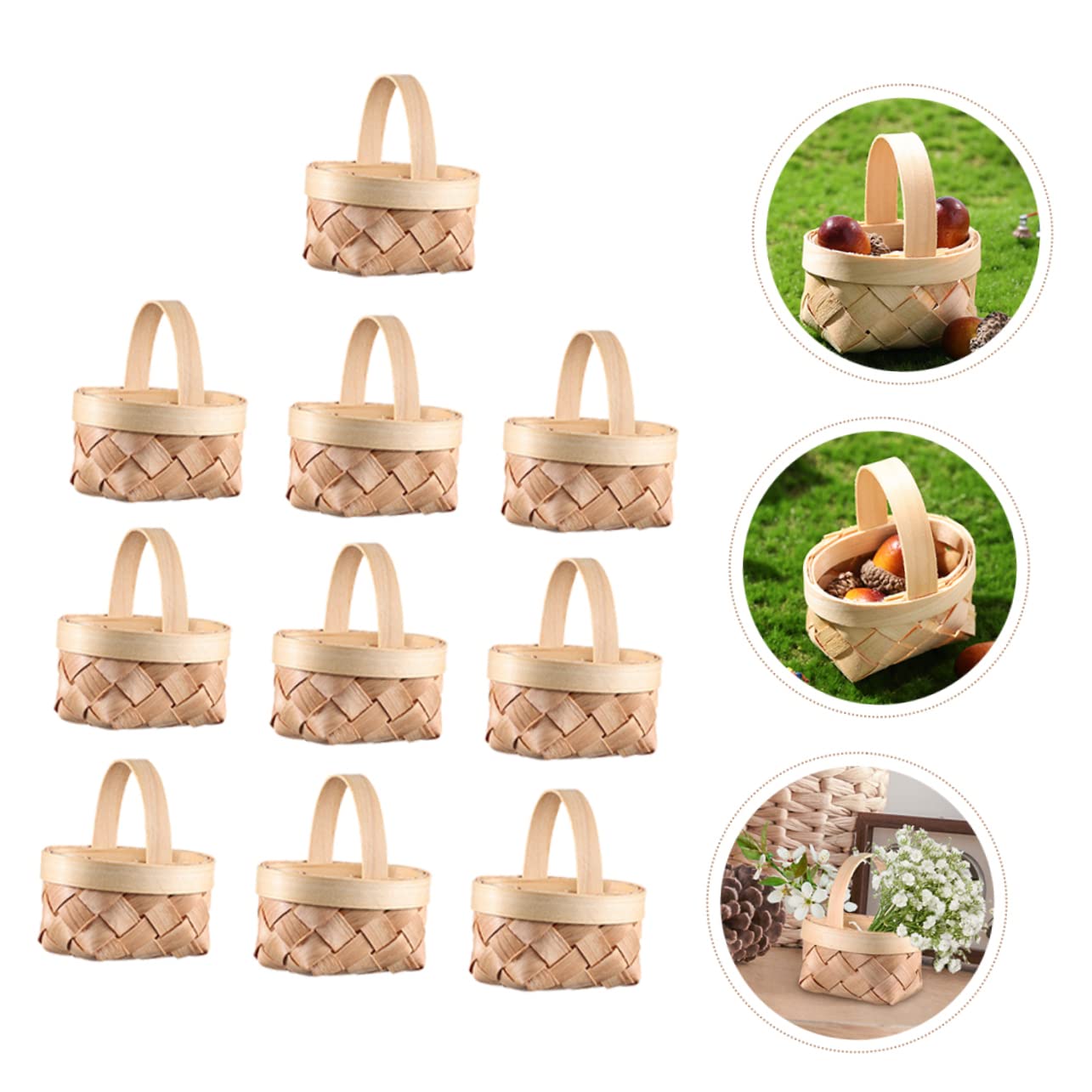 HOMSFOU 10 Pezzi Di Trucioli Di Legno Cestino Piccolo Cestino Portaoggetti Cestini Intrecciati Mini Cestino Di Vimini Bomboniera Cestino Cestino In Miniatura Decorazioni Di Nozze Mini